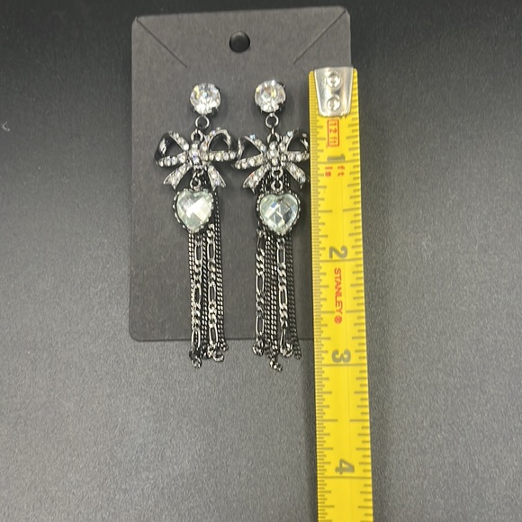 BETSEY JOHNSON original dangle bow rhinestone earrings - Picture 4 of 8